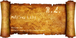 Mány Lili névjegykártya